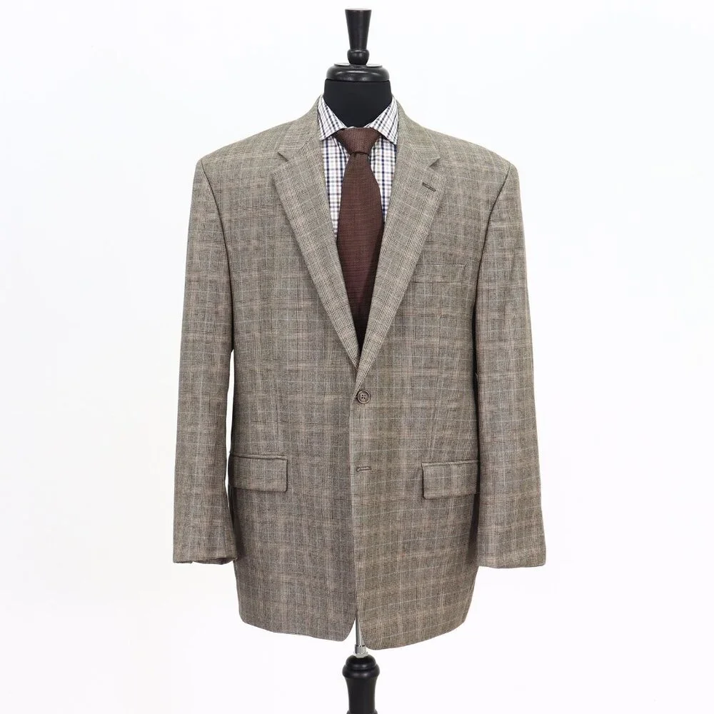 Ralph Lauren 46R Brown Check 2-Button Sport Coat Blazer Jacket G446